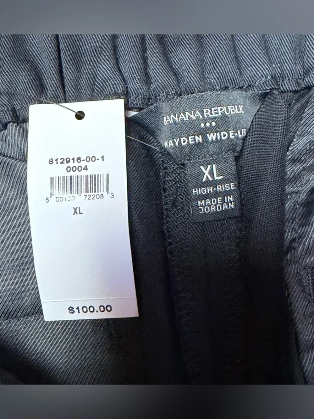 NEW Banana Republic $100 Hayden Wide-Leg High Rise Pull-On Pant Black Sz XL - Picture 5 of 15